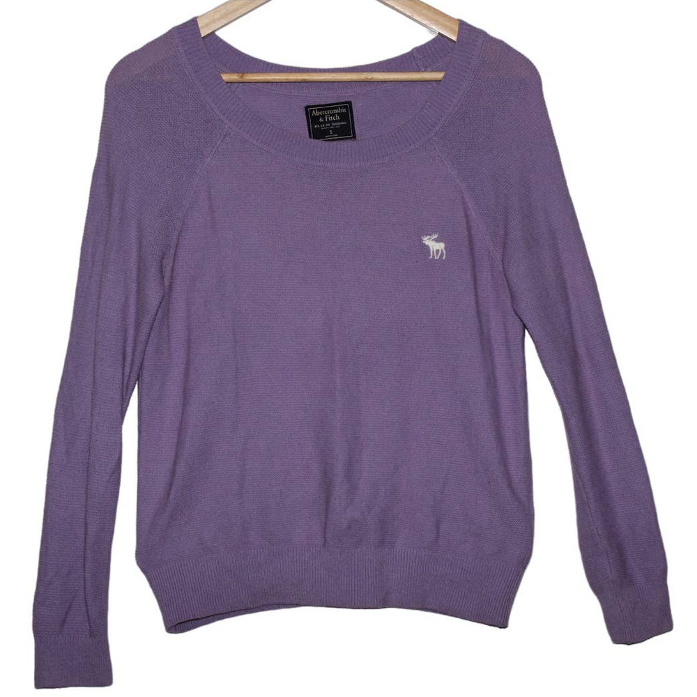 Womens Abercrombie & Fitch Purple Knit Cotton Pullover Scoop Neck Sweater Size S